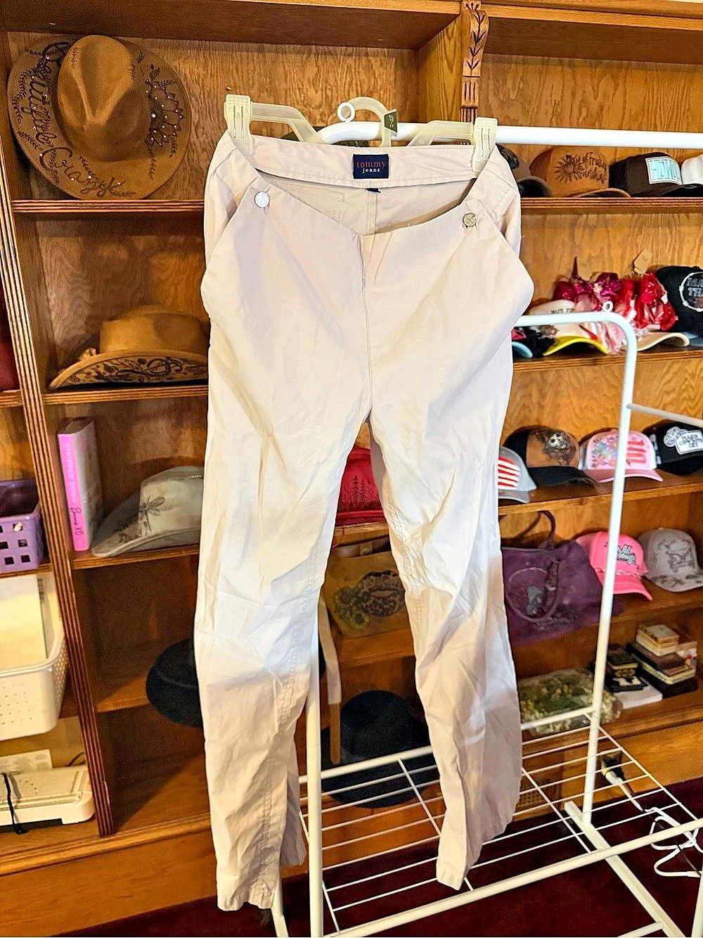 Vintage 1999 Tommy Jeans Women’s Size 5 Tan Utility Pants Y2K 90s Logo
